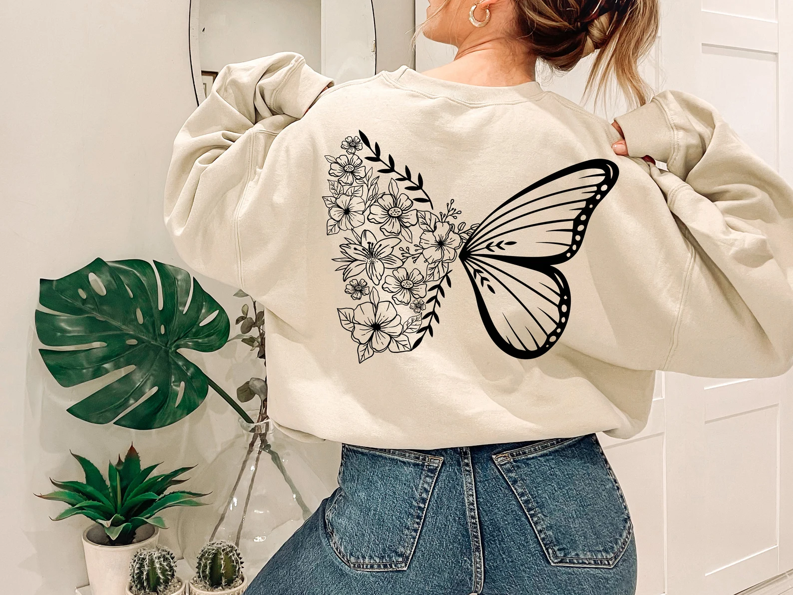 Floral Butterfly Sweatshirt